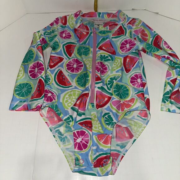 Tommy Bahama Baby Girl Size 24m Mixed Fruit One-Piece Rash Guard Swimsuit - Picture 1 of 9